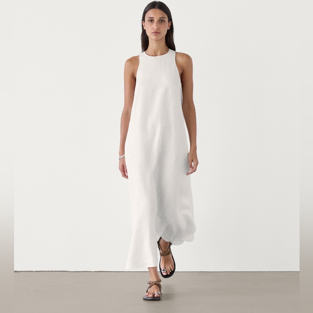 Massimo Dutti White Midi Dress